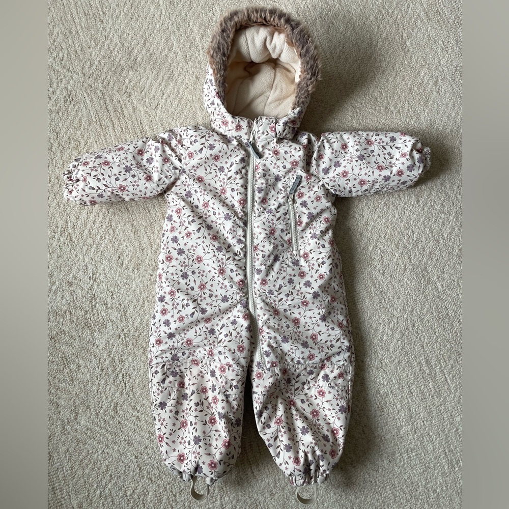H&M floral baby girl snowsuit 18 months